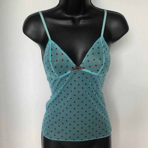 Satori Intimates Other - SATORI INTIMATES SLEEP CAMISOLE, sheer light blue with brown polka dots, size S
